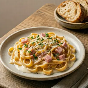 Vetçinali Karbonara pasta