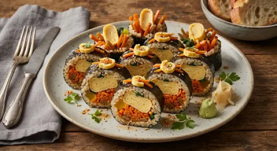 Kimbap omeletli we morkowly