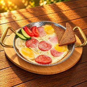 Yumurtga bilen gowrulan kolbasa
