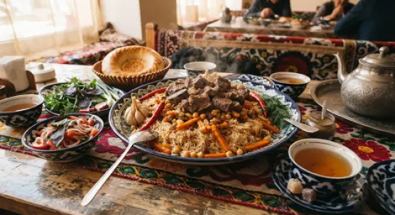 Palow ýanynda çimçi salady